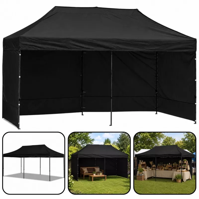 LEAN Express Garden Tent Catering Commercial Pavilion Black 3x6 M
