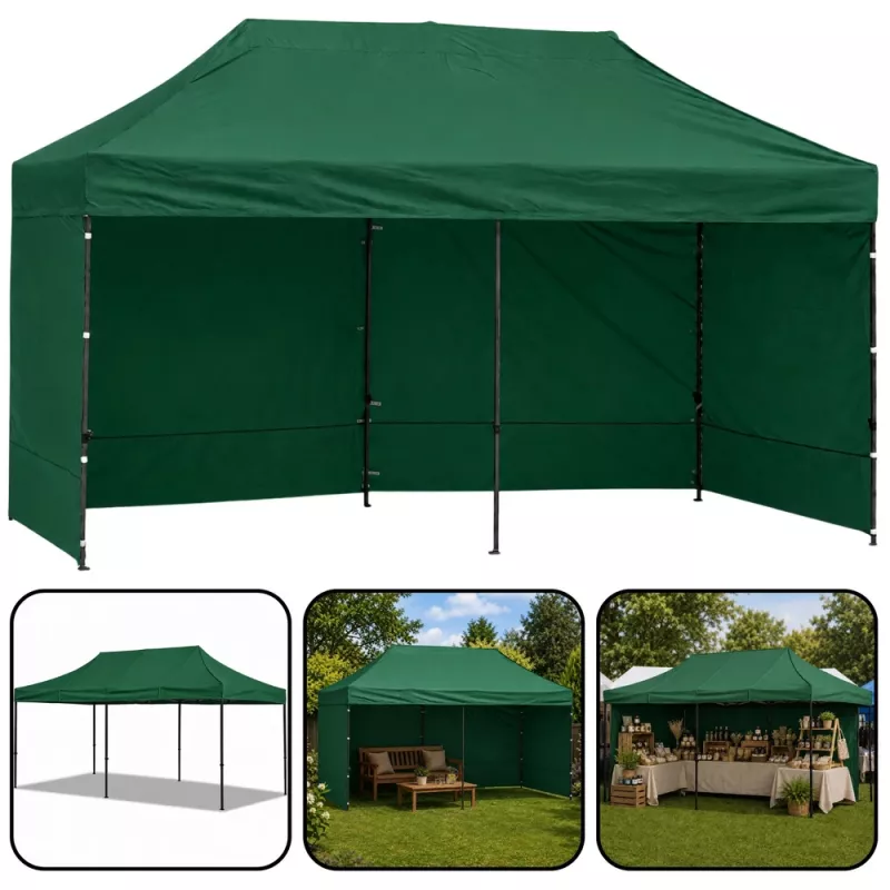 LEAN Express Gartenzelt Catering Gewerbepavillon Grün 3x6 M