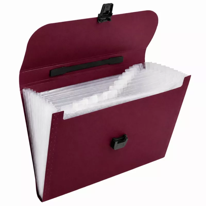 LEAN Folder Expanding File Folder 13 Fächer Burgunderrot A4