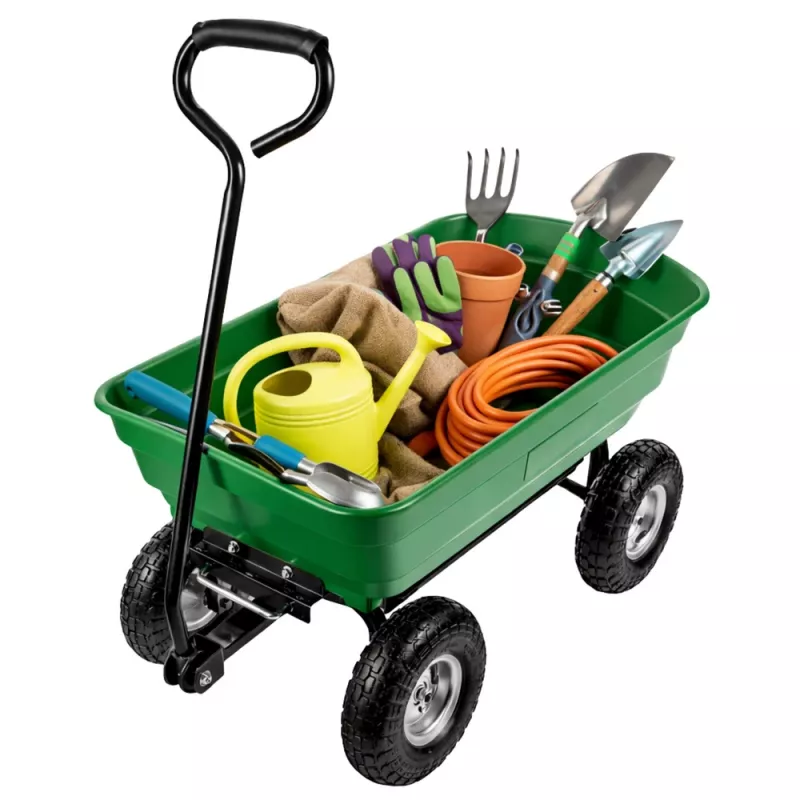 LEAN Garten-Transportwagen mit abnehmbarer Kippmulde Grün 120 kg