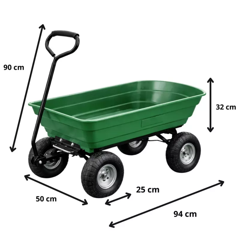 LEAN Garten-Transportwagen mit abnehmbarer Kippmulde Grün 120 kg