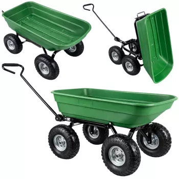 LEAN Garten-Transportwagen mit abnehmbarer Kippmulde Grün 120 kg