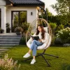 LEAN Hängender Schaukelstuhl Garten Kokon mit Kissen Schwingen Brauner Rahmen