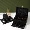 LEAN Schmuck-Organizer-Box mit Schublade und Schlüssel, schwarzer Samt