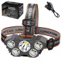 LEAN LED-Stirnlampe 5 Dioden Bewegungssensor 4 Leuchtmodi 1000 Lumen 200m Reichweite