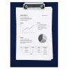 LEAN Metall-Klemmbrett Schreibunterlage A4 Blau - Robustes Klemmbrett aus Aluminiumlegierung mit flachem Clip, einziehbare Aufhängeschlaufe, hält bis zu 100 Blatt, rostbeständig, für Büro, Industrie, Lager, Medizin, Bildung