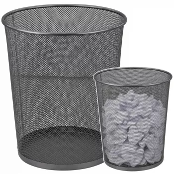 LEAN Büro-Papierkorb Metallgeflecht rund Silber 19 L