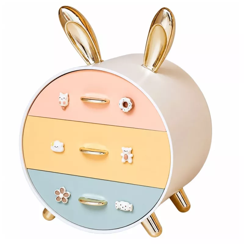 LEAN Organizer mit Schubladen für Schmuck, 3-Schubladen Schreibtischbox, Hase