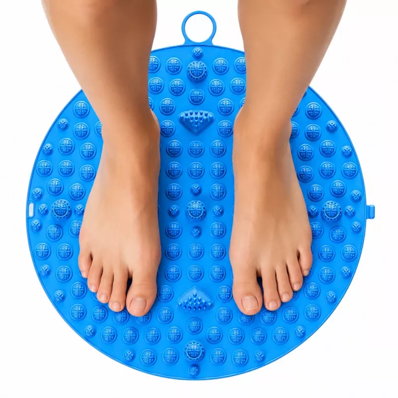 LEAN runde Akupressur-Fußmassagematte mit Noppen, blau, 33 cm