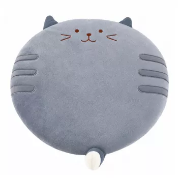 LEAN Runder Plüsch-Stuhlkissen Katze Grau Weicher Sitz 40 cm
