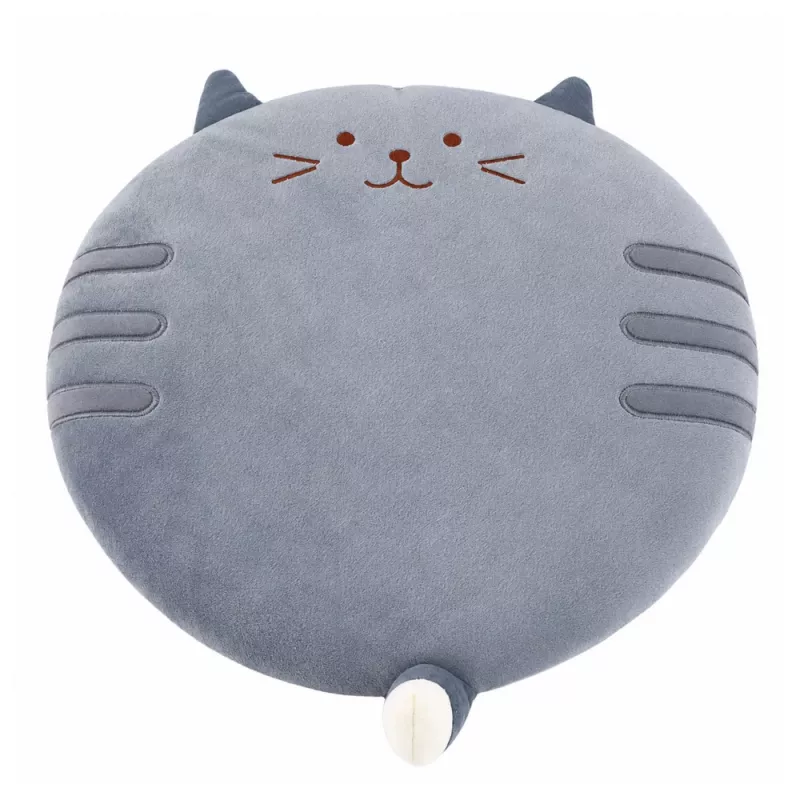 LEAN Runder Plüsch-Stuhlkissen Katze Grau Weicher Sitz 40 cm