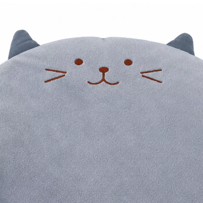 LEAN Runder Plüsch-Stuhlkissen Katze Grau Weicher Sitz 40 cm