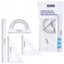 LEAN SCHOOL DONAU Kleines Geometrie-Set mit 20 cm Lineal, Geodreiecken und Winkelmesser, transparent