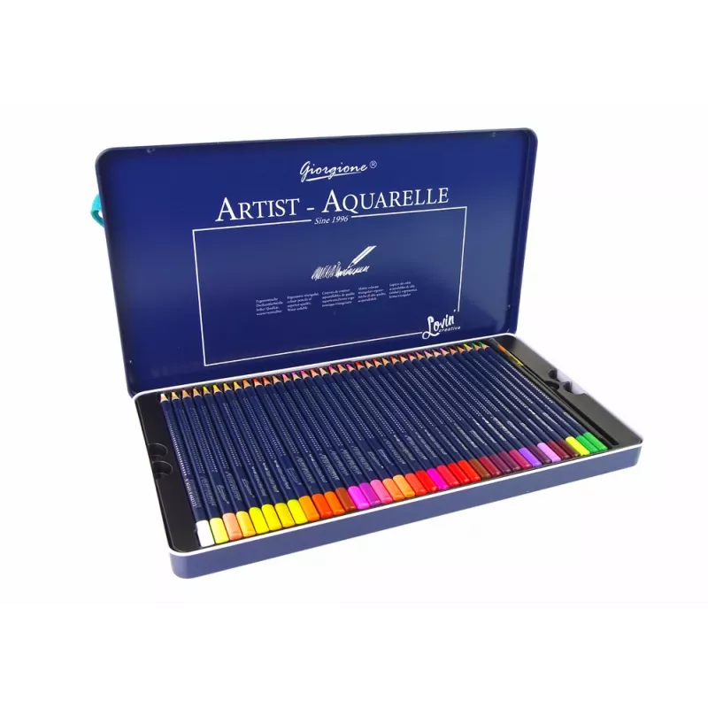 LEAN Set von 36 Aquarellstiften im Metallbehälter
