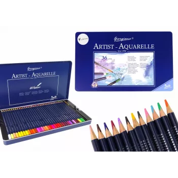 LEAN Set von 36 Aquarellstiften im Metallbehälter
