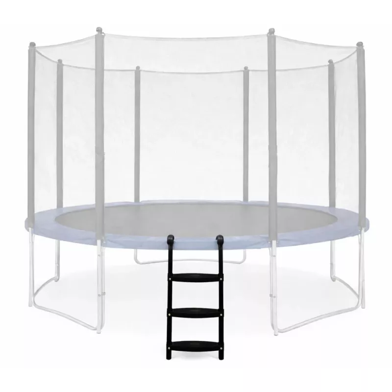 LEAN SPORT BEST 97 cm Trampolin-Leiter – 2-stufig, rutschfest, Stahl, universell passend, Schwarz