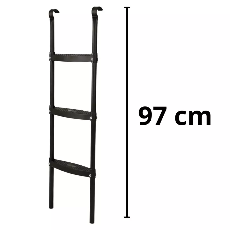 LEAN SPORT BEST 97 cm Trampolin-Leiter – 2-stufig, rutschfest, Stahl, universell passend, Schwarz