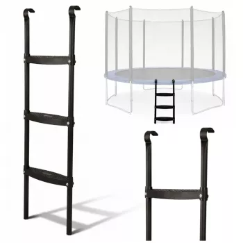 LEAN SPORT BEST 97 cm Trampolin-Leiter – 2-stufig, rutschfest, Stahl, universell passend, Schwarz