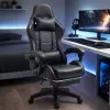 LEAN Dreh- und Gaming-Bürostuhl mit Fußstütze und Kissen, Schwarz