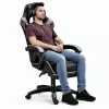 LEAN Dreh- und Gaming-Bürostuhl mit Fußstütze und Kissen Schwarz und Grau