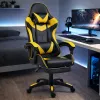 LEAN Dreh- und Gaming-Bürostuhl mit Fußstütze und Kissen, Schwarz und Gelb
