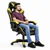 LEAN Dreh- und Gaming-Bürostuhl mit Fußstütze und Kissen, Schwarz und Gelb