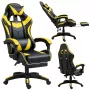 LEAN Dreh- und Gaming-Bürostuhl mit Fußstütze und Kissen, Schwarz und Gelb