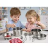 LEAN TOYS 15-teiliges Rollenspiel-Küchengeschirr-Set für Kinder ab 3 Jahren | Töpfe, Pfannen, Utensilien, Teller, Tassen, Schneidebrett & Spielzeuglebensmittel | Mehrfarbig ABS-Kunststoff | Rollenspiel-Kochspielzeug