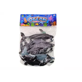 LEAN TOYS 17521 Set aus 6 Meeres tier figuren - Orca, Hai, Wal, Delfin, Schildkröte & Mantarochen - Mehrfarbig