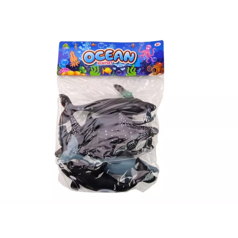 LEAN TOYS 17521 Set aus 6 Meeres tier figuren - Orca, Hai, Wal, Delfin, Schildkröte & Mantarochen - Mehrfarbig