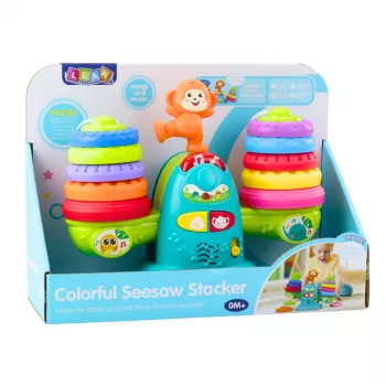 LEAN TOYS 23009 Interaktive Lernwaage Affe für Kleinkinder - 20 Blöcke, Geräusche & Melodien