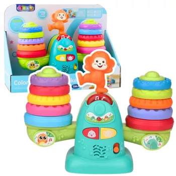 LEAN TOYS 23009 Interaktive Lernwaage Affe für Kleinkinder - 20 Blöcke, Geräusche & Melodien