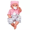 LEAN TOYS 24440 Babypuppe mit Mütze, Pullover & Schnuller, Soundeffekte (35 cm)