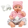 LEAN TOYS 24440 Babypuppe mit Mütze, Pullover & Schnuller, Soundeffekte (35 cm)