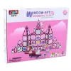 LEAN TOYS 25282 Magnetische Bausteine Buntglasfenster-Set mit rosa Markern, 126 Teile, kreatives Kunstspielzeug