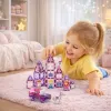LEAN TOYS 25282 Magnetische Bausteine Buntglasfenster-Set mit rosa Markern, 126 Teile, kreatives Kunstspielzeug