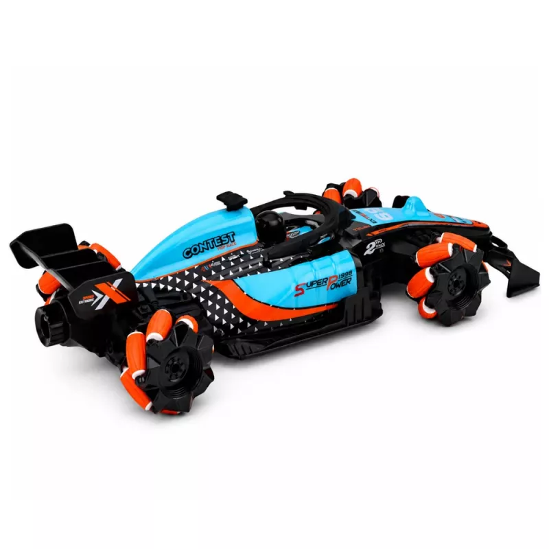 LEAN TOYS 29711 RC Stunt Car 1:10 4WD mit 360°-Rotation, LED-Leuchten & Raucheffekt (Schwarz/Rot)