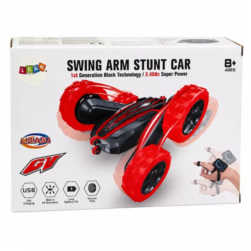 LEAN TOYS 360° Gesten-Fernbedienungs-RC-Stuntcar Rot