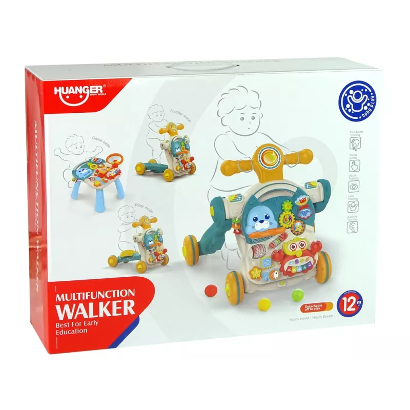 LEAN TOYS 4in1 Buggy-Lerntisch-Roller-Fahrrad für Babys Blau