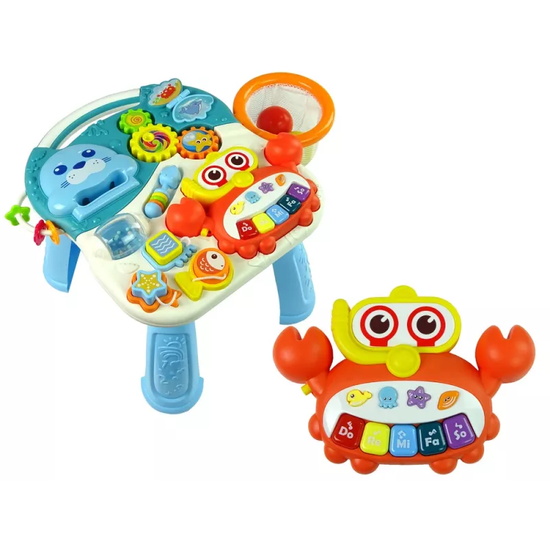 LEAN TOYS 4in1 Buggy-Lerntisch-Roller-Fahrrad für Babys Blau