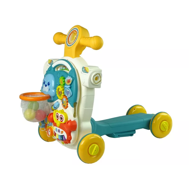 LEAN TOYS 4in1 Buggy-Lerntisch-Roller-Fahrrad für Babys Blau