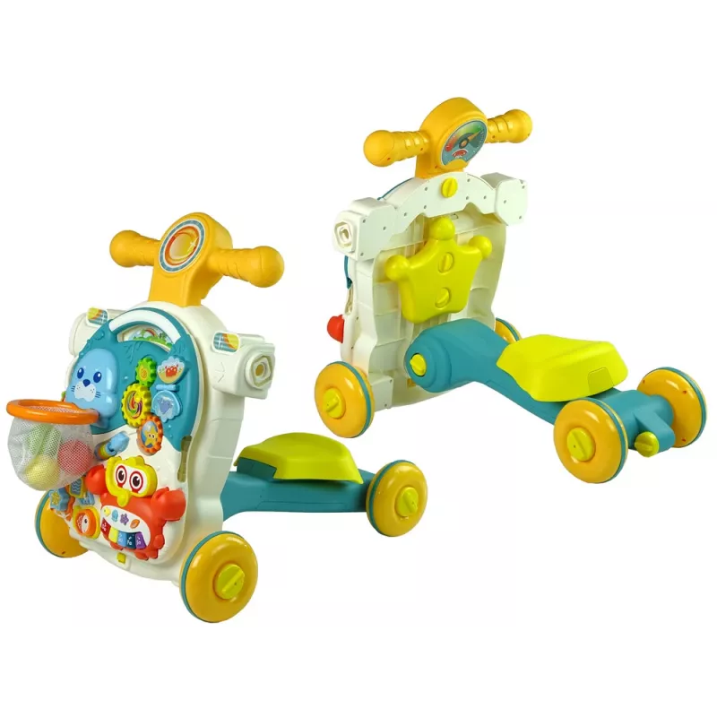 LEAN TOYS 4in1 Buggy-Lerntisch-Roller-Fahrrad für Babys Blau