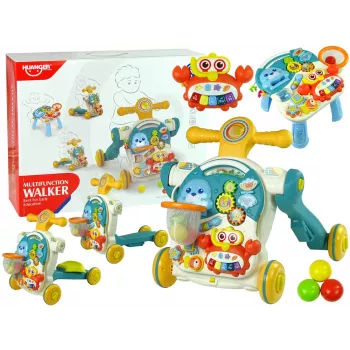 LEAN TOYS 4in1 Buggy-Lerntisch-Roller-Fahrrad für Babys Blau