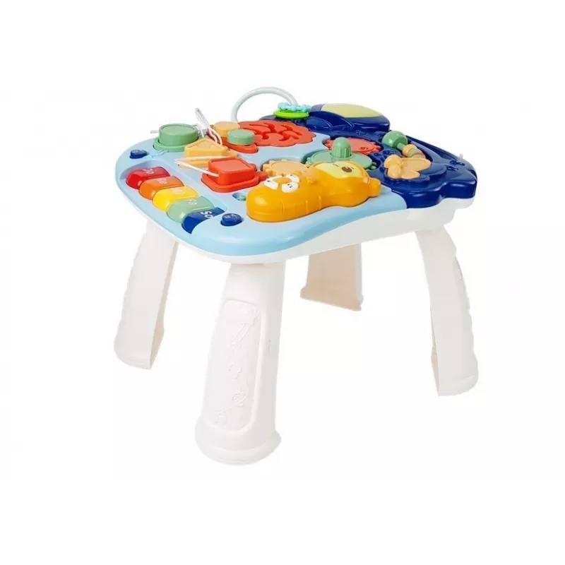 LEAN TOYS 7589 Interaktiver Schiebe-Lauflernwagen mit Tischpanel, 2-in-1 Baby-Lauflernwagen mit Lichtern, Geräuschen und Lernpanel