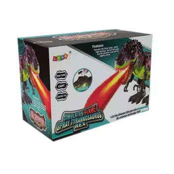 LEAN TOYS 7740 Batteriebetriebener interaktiver T-Rex-Dinosaurier mit Eiablage, Nebeleffekt, Geräusch- und Lichteffekten - Grün