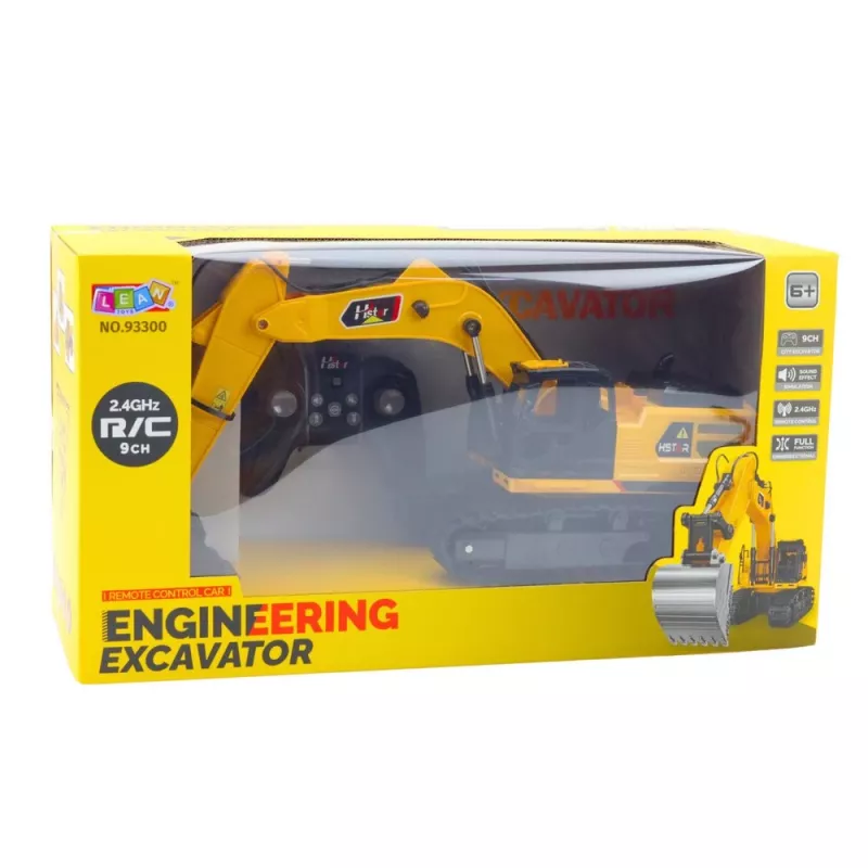 LEAN TOYS 9-Kanal 2,4 GHz RC Crawler-Bagger mit Sounds und LED-Leuchten, Maßstab 1:14