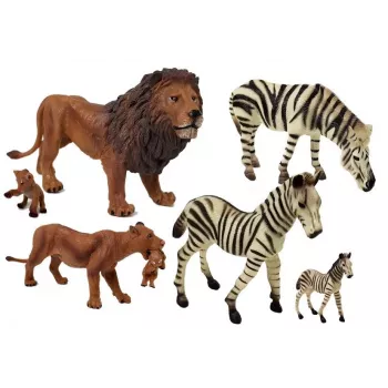 LEAN TOYS Africa Wild Animals Löwen Zebra Familie Figuren Set