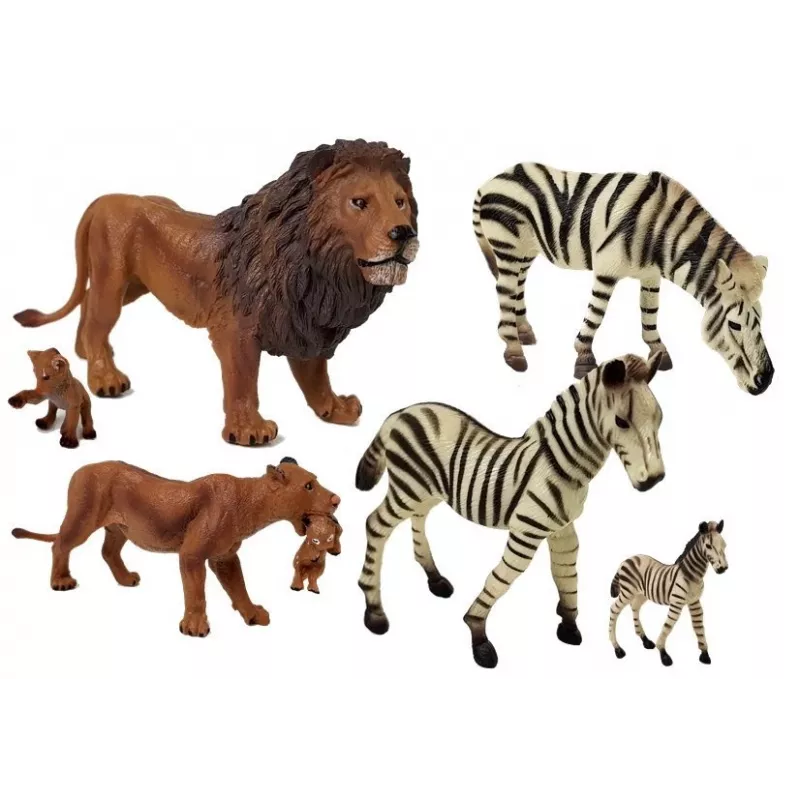 LEAN TOYS Africa Wild Animals Löwen Zebra Familie Figuren Set