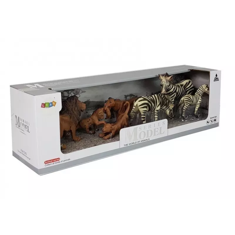 LEAN TOYS Africa Wild Animals Löwen Zebra Familie Figuren Set