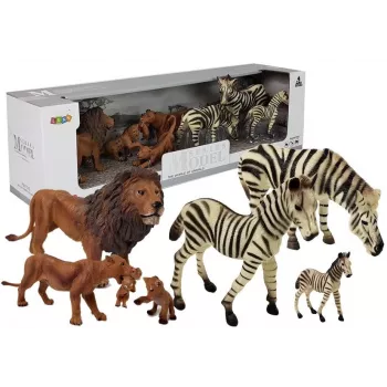 LEAN TOYS Africa Wild Animals Löwen Zebra Familie Figuren Set